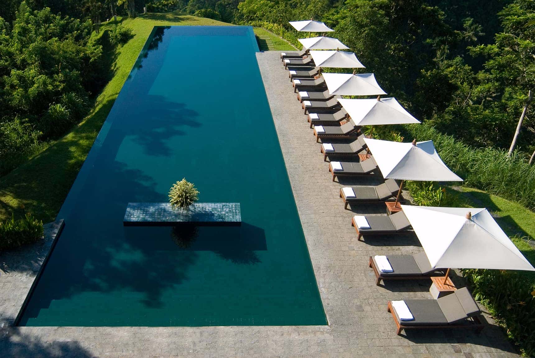 early morning swimming pool views Alila Ubud in Bali