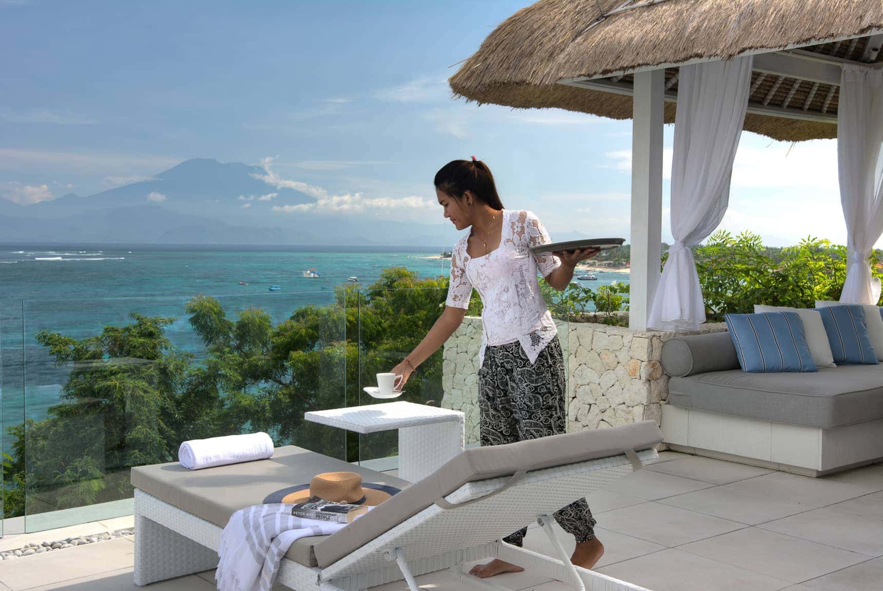 morning views of Mt. Agung from Rumah Putih on Nusa Lembongan Bali