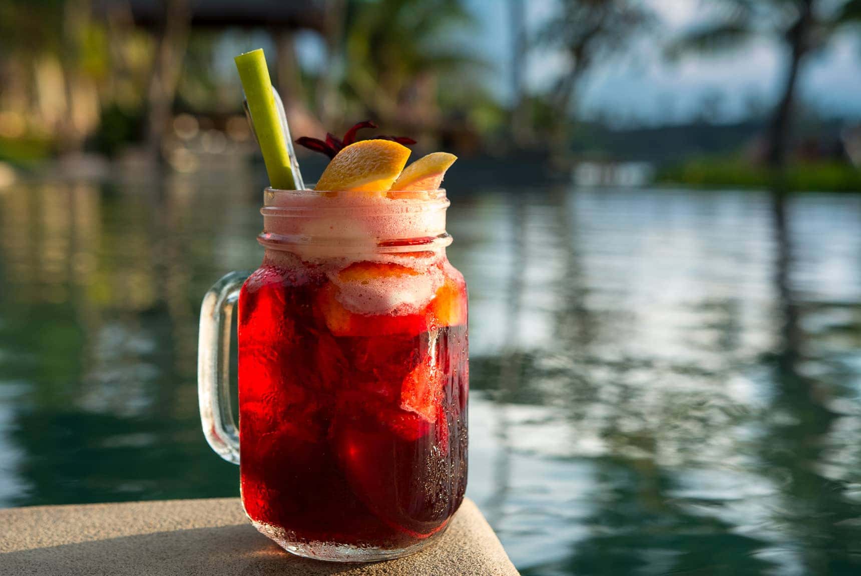 poolside drink at Qunci Villas Lombok