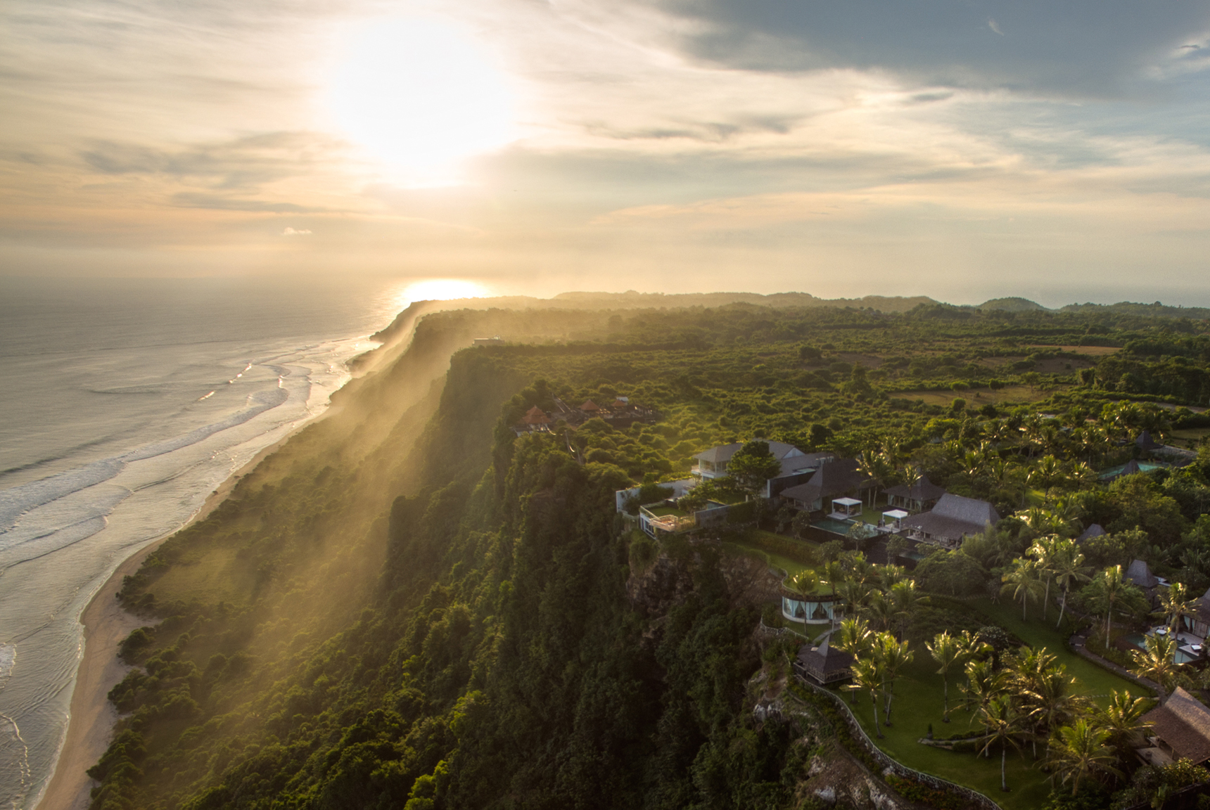 Pool, garden, villa layout, beach, ocean, and Pecatu and Uluwatu Bali views