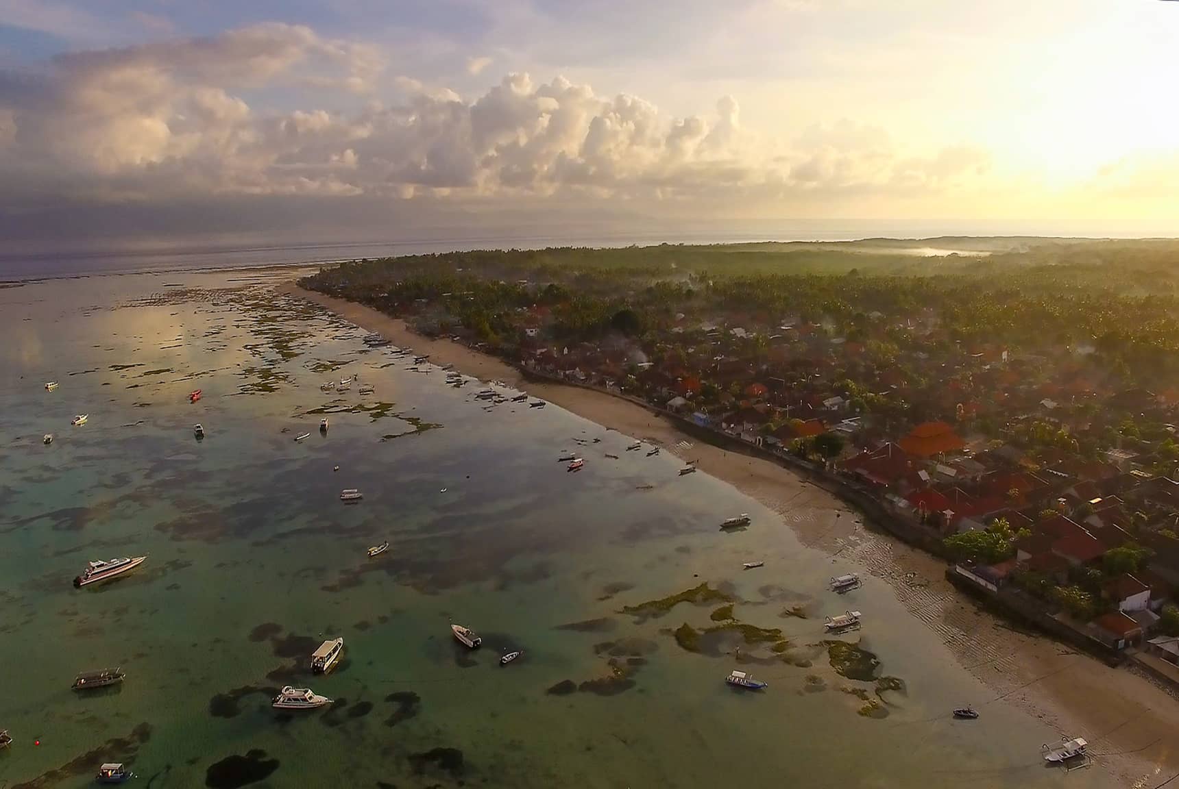 Sunrise over Nusa Lembongan and the harbor