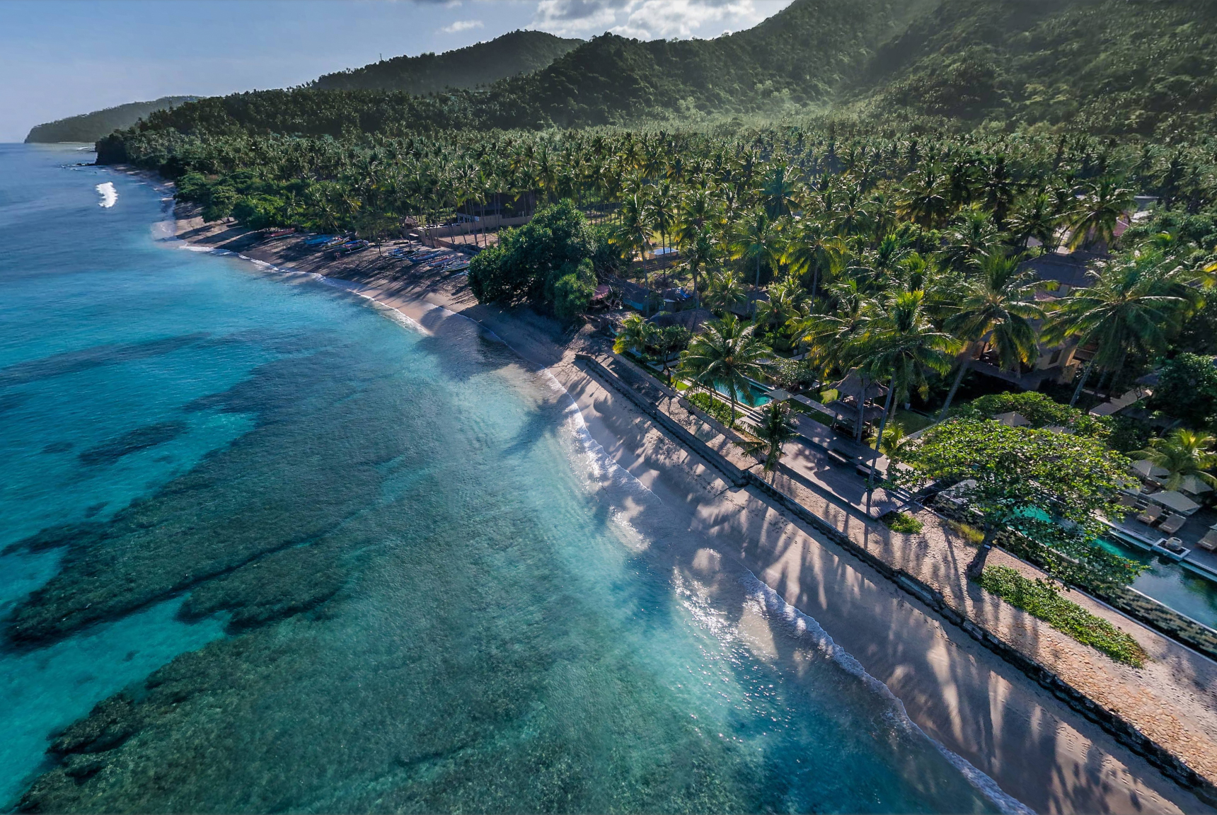 Ocean, pools, gardens, and hotel layout views