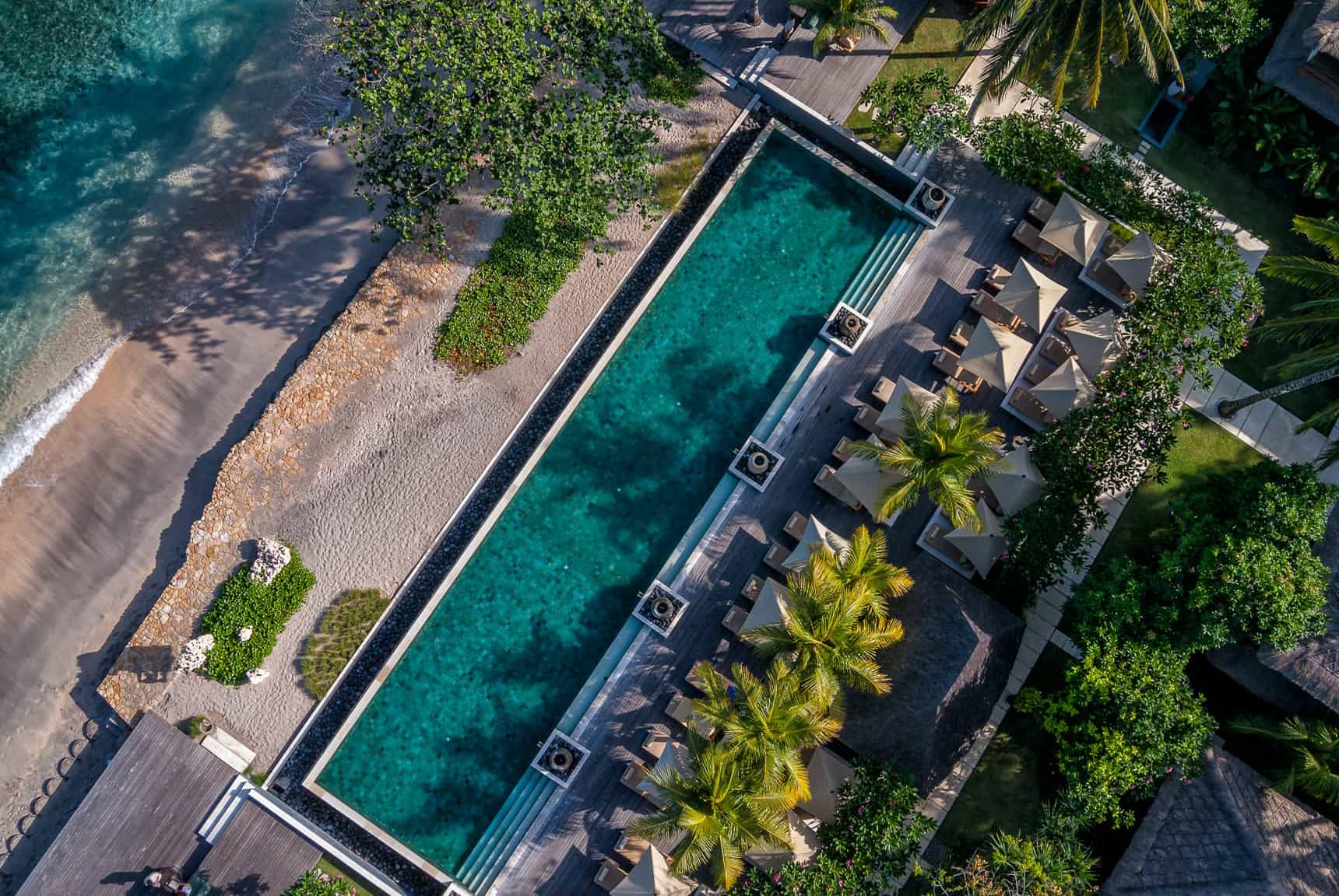 Ocean, pools, gardens, and hotel layout views