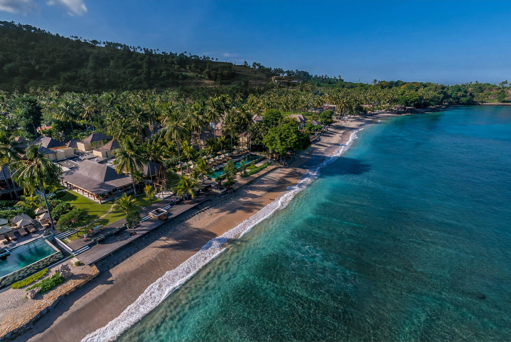 Ocean, pools, gardens, and hotel layout views