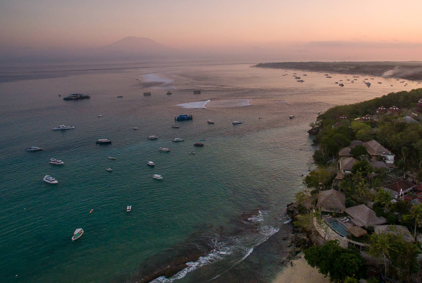 Pool, garden, villa layout, beach, ocean, and Nusa Lembongan views