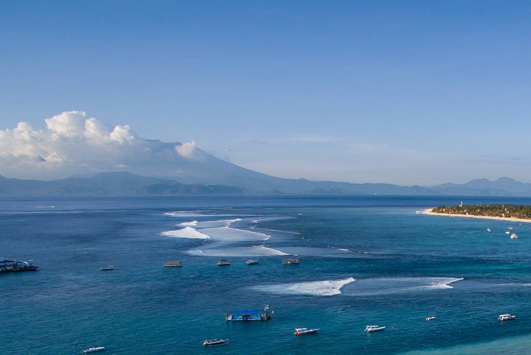 Pool, garden, villa layout, beach, ocean, and Nusa Lembongan views