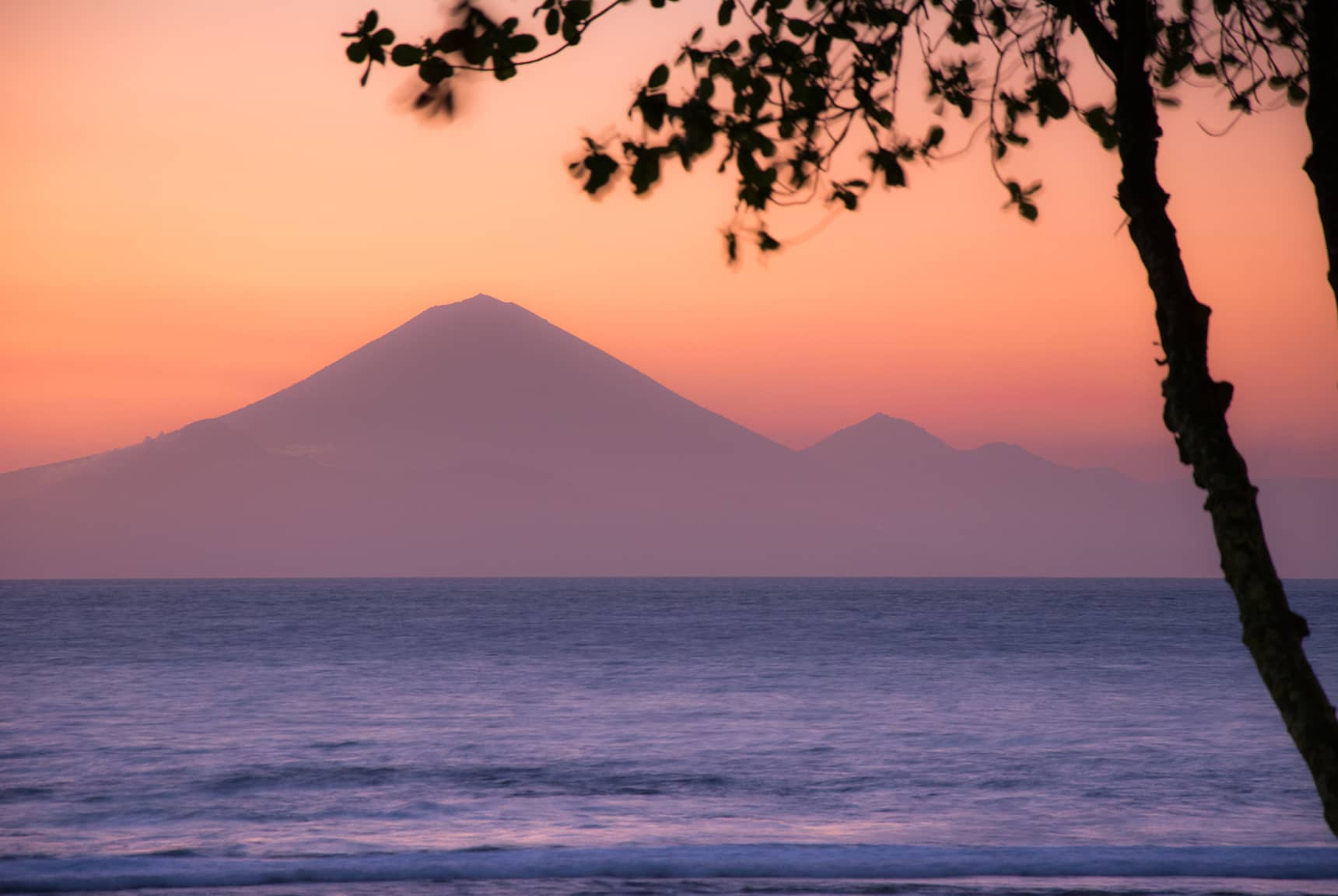 Professional photos of sunsets in Bali Indonesia - Mt Agung in Bali from Lombok