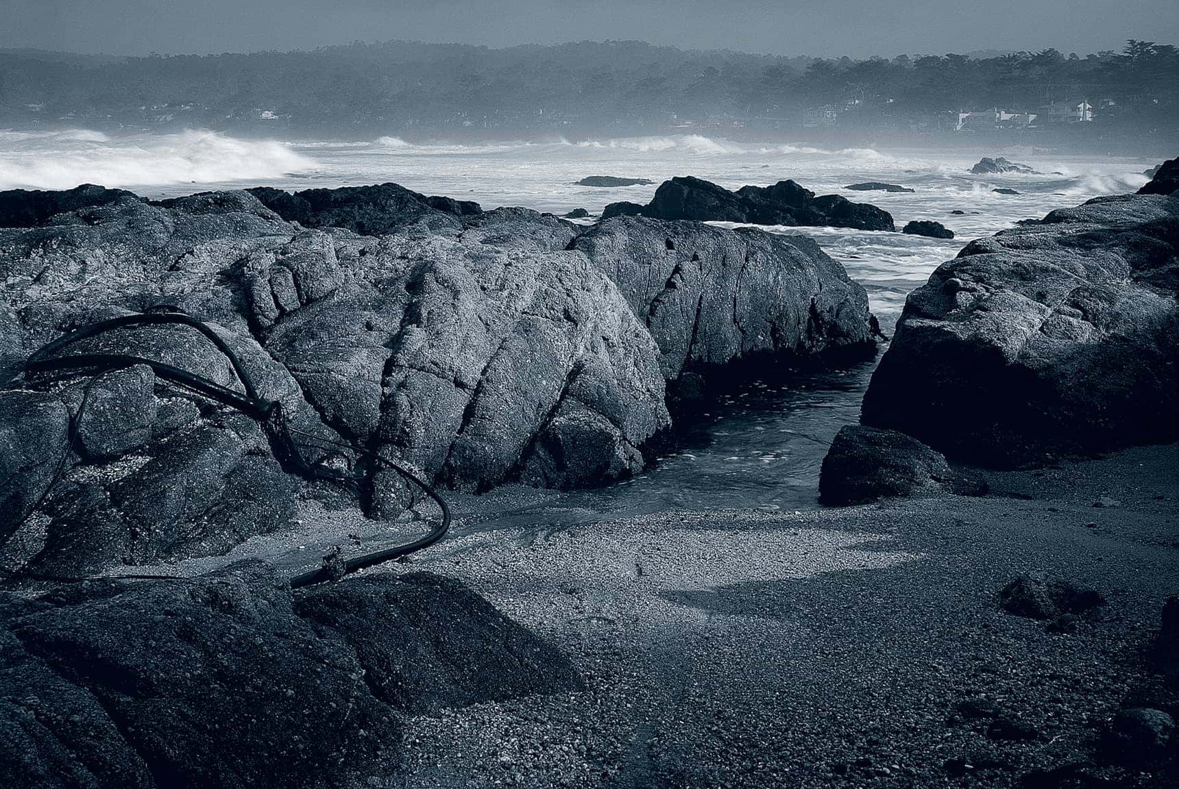 Professional, large-format landscape photography by LuxViz - winter storm Carmel Beach California