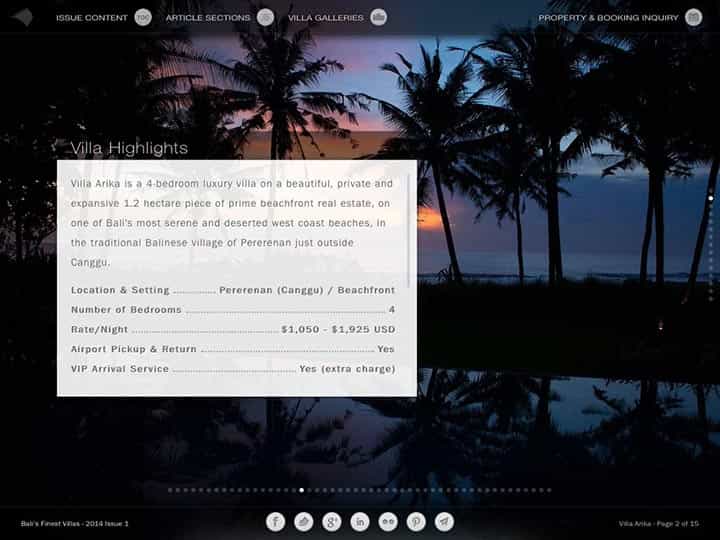 Custom mobile app for luxury hotels and villas - Bali's Finest Villas